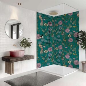 DI-Bond VINTAGE BIRDS GREEN Shower Panel