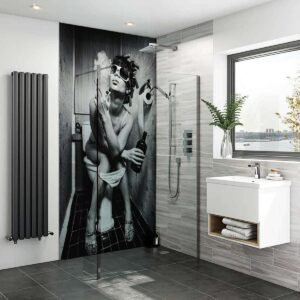 Acrylic LADY ON TOILET SMOKE Shower Panel