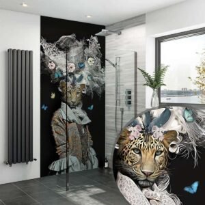 Acrylic LADY LEOPARD BLACK Shower Panel