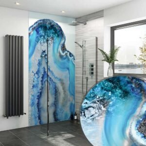 Acrylic AGATE CRYSTAL IN BLUE SHOWER WALL PANEL Shower Panel