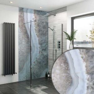 Acrylic AGATE CRYSTAL IN WHITE Shower Panel