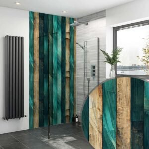 Acrylic AQUA WOODEN STRIPS 02 SHOWER WALL PANEL Shower Panel