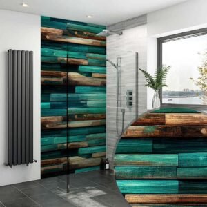 Acrylic AQUA WOODEN STRIPS 04 SHOWER WALL PANEL Shower Panel
