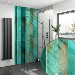 Acrylic AQUA WOODEN STRIPS 07 SHOWER WALL PANEL Shower Panel