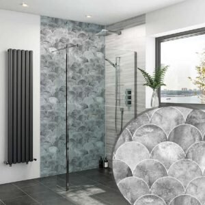 Acrylic GREY FISH SCALES MARBLE SHOWER WALL PANEL Shower Panel