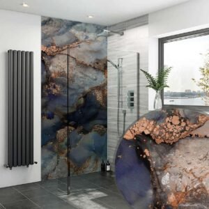 Acrylic GREY GOLD COPPER NAVY MARBLE Shower Panel