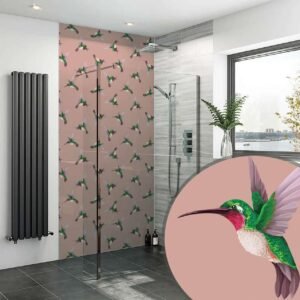 Acrylic HUMMINGBIRDS BLUSH SHOWER WALL PANEL Shower Panel