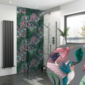 Acrylic HUMMINGBIRDS TROPICAL SHOWER WALL PANEL Shower Panel
