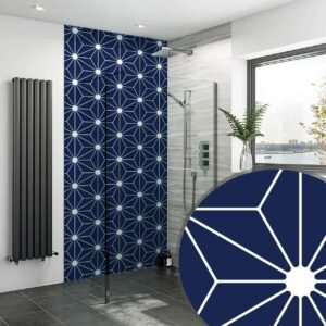 Acrylic NAVY BLUE TILED SHOWER WALL PANEL Shower Panel