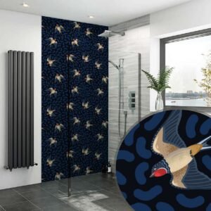 Acrylic SWALLOW BIRDS VINTAGE SHOWER WALL PANEL Shower Panel
