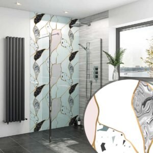 Acrylic TERRAZZO GREY PINK MARBLE SHOWER WALL PANEL Shower Panel