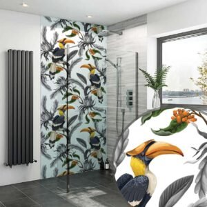 Acrylic TOUCAN BIRDS TROPICAL SHOWER WALL PANEL Shower Panel