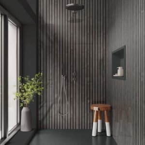 DI-Bond DARK GREY OAK ACOUSTIC SLATTED Shower Panel