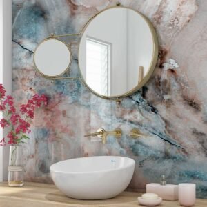 Acrylic PINK BLUE GREY STONE MARBLE Shower Panel