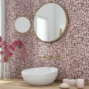 Acrylic BOHO LINES PINK SHOWER WALL PANEL Shower Panel