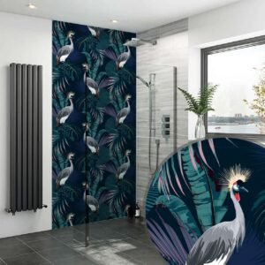 Acrylic JAPANESE CRANE BOTANICAL Shower Panel