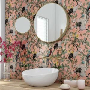 Acrylic ORIENTAL JAPANESE TROPICAL BIRDS Shower Panel