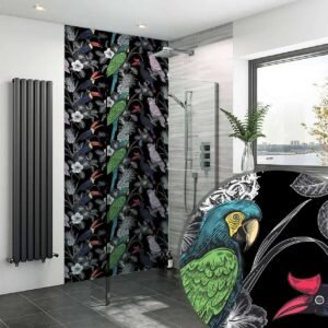 Acrylic TROPICAL BIRDS 6 DARK Shower Panel