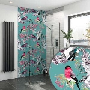 Acrylic TROPICAL BIRDS FLOWERS Shower Panel