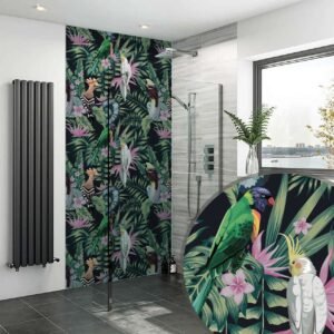 Acrylic TROPICAL BIRDS DARK 5 Shower Panel