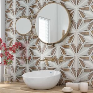 DI-Bond WHITE SNOWFLAKES TILES SHOWER WALL PANEL Shower Panel