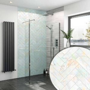 Acrylic PEARL MERMAID HERRINGBONE Shower Panel