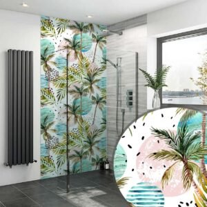 Acrylic TROPICAL PALM WHITE Shower Panel