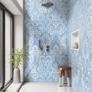DI-Bond FLORAL DAMASK IN BLUE Shower Panel