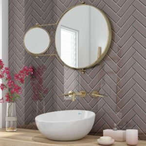 Acrylic LIGHT GREY HERRINGBONE Shower Panel