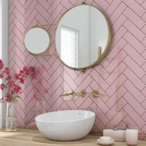 Acrylic PINK HERRINGBONE Shower Panel