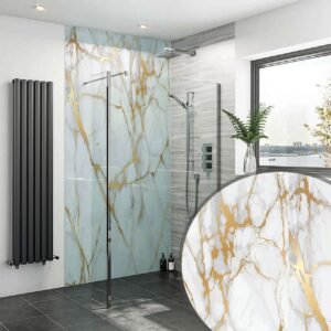 Acrylic GOLD WHITE MARBLE Shower Panel