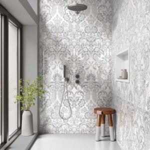 DI-Bond FLORAL DAMASK IN GREY Shower Panel