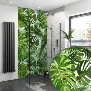 Acrylic TROPICAL GREEN LEAVES Shower Panel