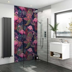 Acrylic TROPICAL FLAMINGOS Shower Panel