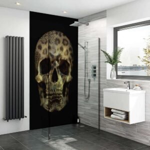 Acrylic GOLD LEOPARD SKULL Shower Panel