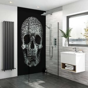 Acrylic SKULL GREY LEOPARD Shower Panel