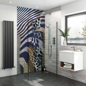 Acrylic GOLD NAVY ZEBRA Shower Panel
