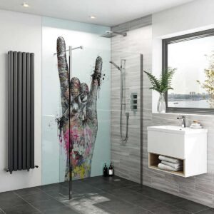 Acrylic ROCK AND ROLL HAND Shower Panel