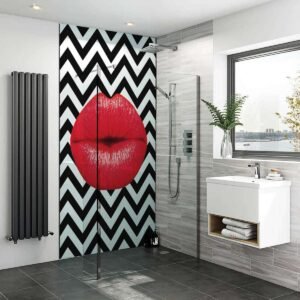 Acrylic RED LIPS MONOCHROME Shower Panel