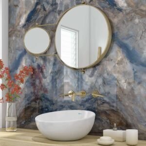 DI-Bond GREY BLUE STONE BOOK-MATCHED MARBLE Shower Panel