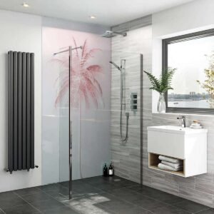 Acrylic PINK PALM Shower Panel