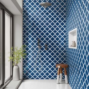 DI-Bond NAVY WHITE QUATREFOIL Shower Panel