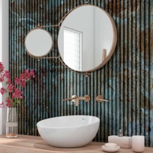 DI-Bond BLUE CONCRETE SLAT WALL Shower Panel