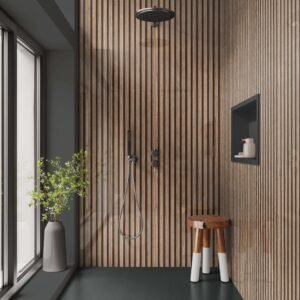 DI-Bond PALE WALNUT ACOUSTIC SLATTED Shower Panel