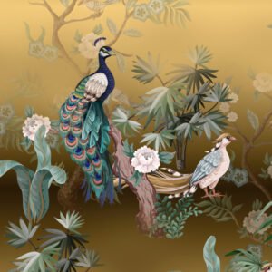 Acrylic Golden Birds Shower Panel