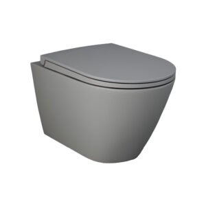Feeling Matt Grey Wall Hung Rimless WC inc Soft Close Seat - RAK Ceramics