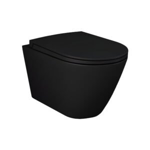 Feeling Matt Black Wall Hung Rimless WC inc Soft Close Seat - RAK Ceramics