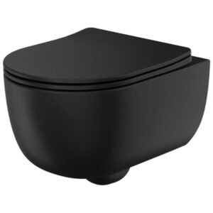 Scudo Riviera Round Black Rimless Wall Hung Toilet