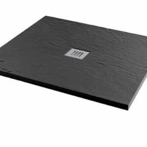 MX Minerals 1000 x 1000mm Jet Black Slate Effect Square Shower Tray