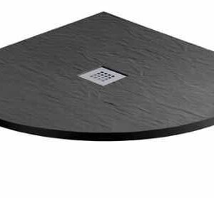 MX Minerals 800 x 800mm Jet Black Slate Effect Quadrant Shower Tray